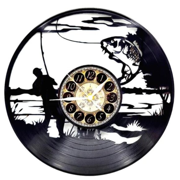 Handmade Other - Fishing vinyl record clock